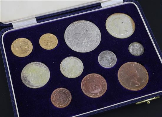 A South Africa 1958 eleven coin proof set,